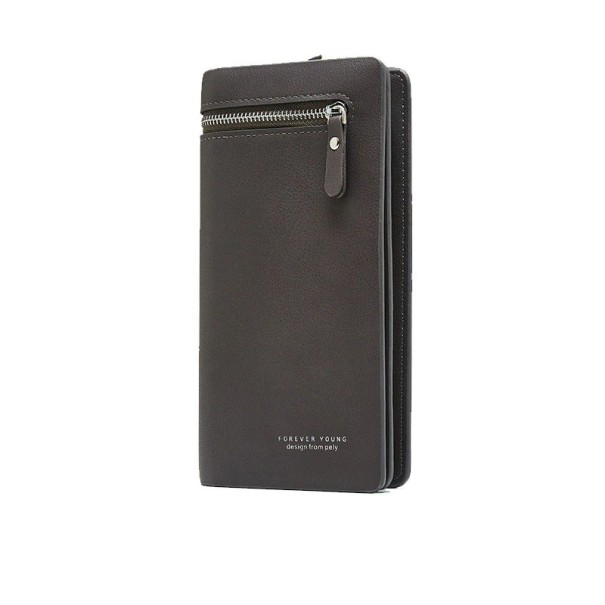 Cartera de piel para mujer con cremallera M136 gris oscuro