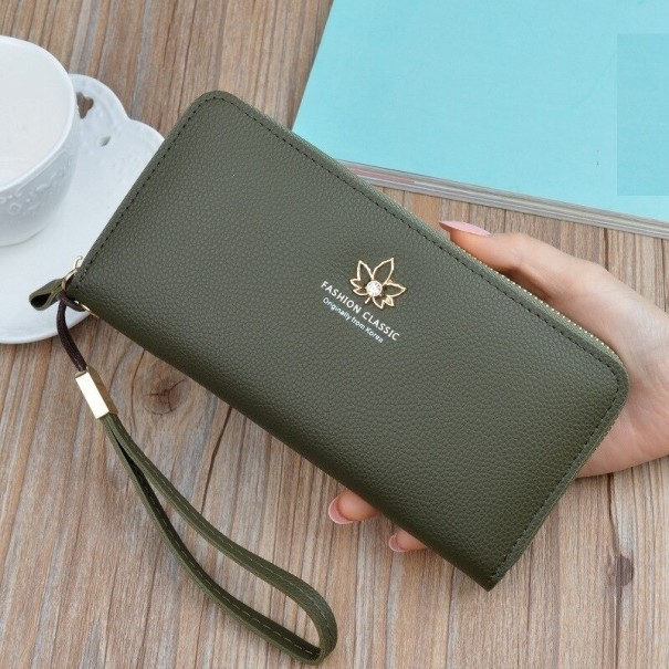 Cartera de piel para mujer con tarjetero M355 verde militar