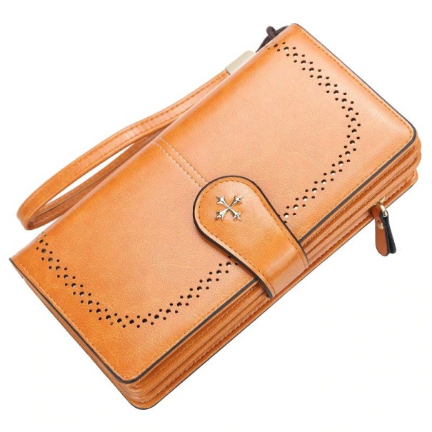 Cartera de piel para mujer J98 naranja