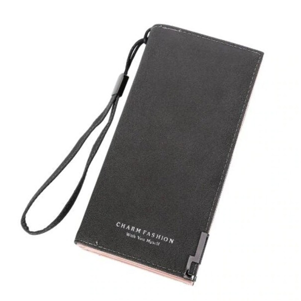Cartera de piel para mujer M147 gris oscuro