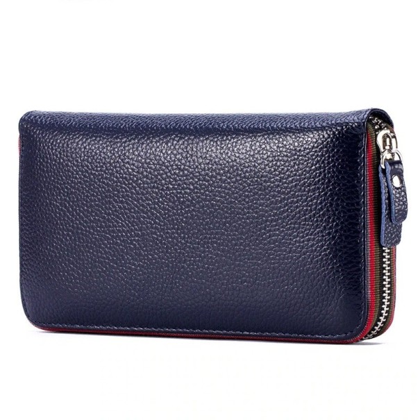 Cartera de piel para mujer M350 azul oscuro