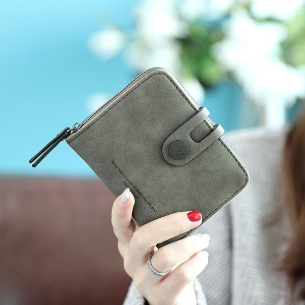 Cartera de piel para mujer pequeña M139 gris oscuro