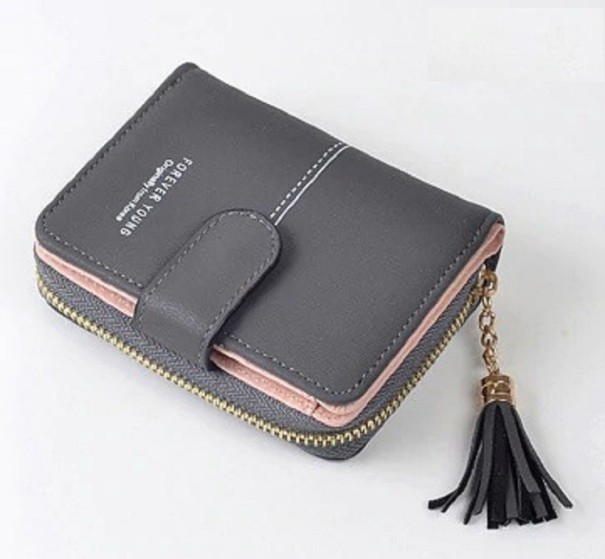 Cartera de piel para mujer pequeña M246 gris oscuro