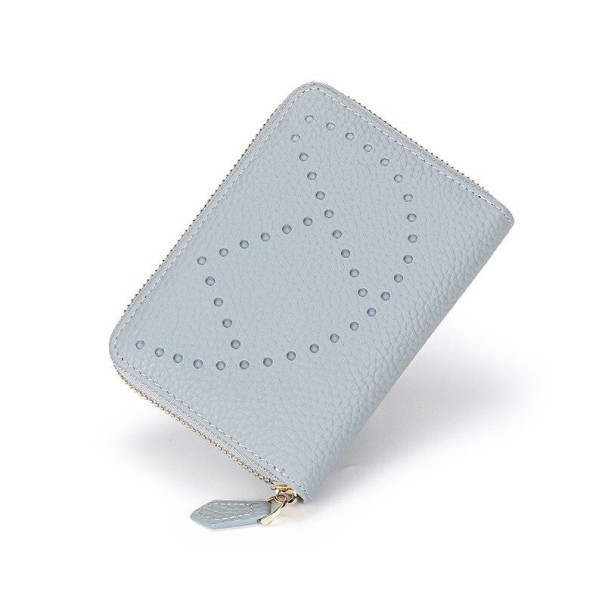 Cartera de piel para mujer pequeña M273 azul claro