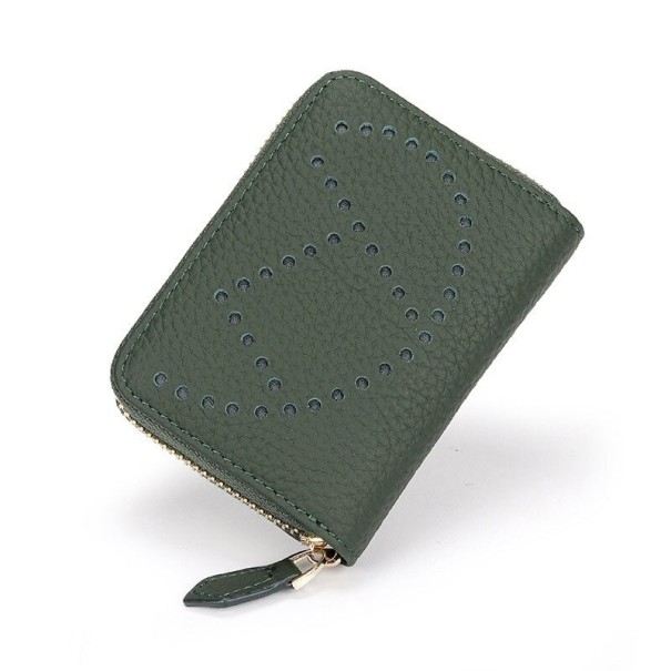 Cartera de piel para mujer pequeña M273 verde militar