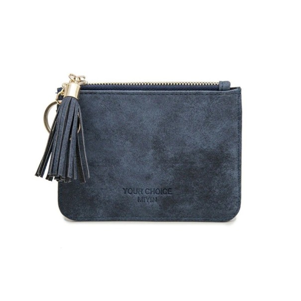 Cartera de piel para mujer pequeña M328 azul oscuro