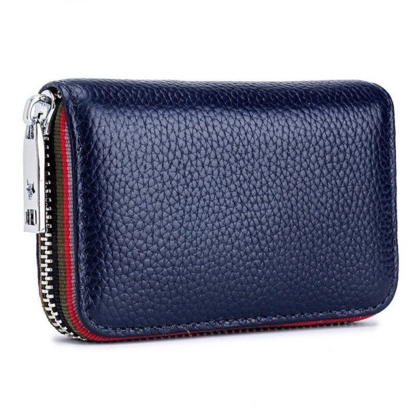 Cartera de piel para mujer pequeña M351 azul oscuro