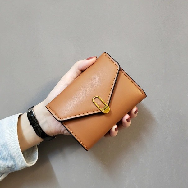 Cartera de piel para mujer pequeña M378 marrón claro