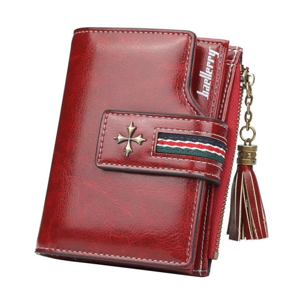 Cartera de piel para mujer pequeña M396 burdeos