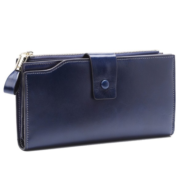 Cartera de piel retro para mujer M151 azul oscuro