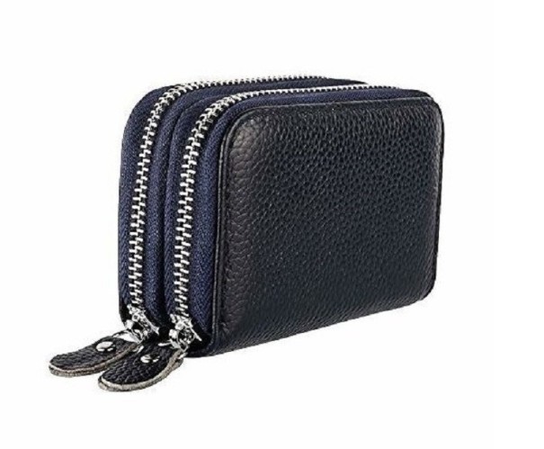Cartera doble pequeña de mujer azul oscuro