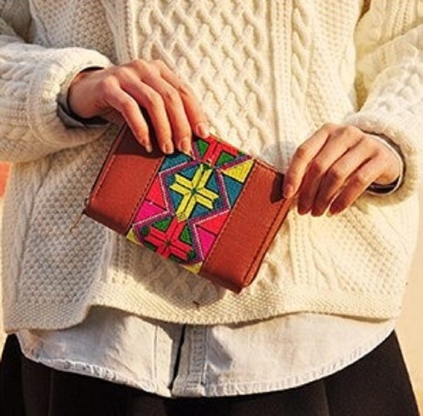Cartera étnica mujer M369 marrón