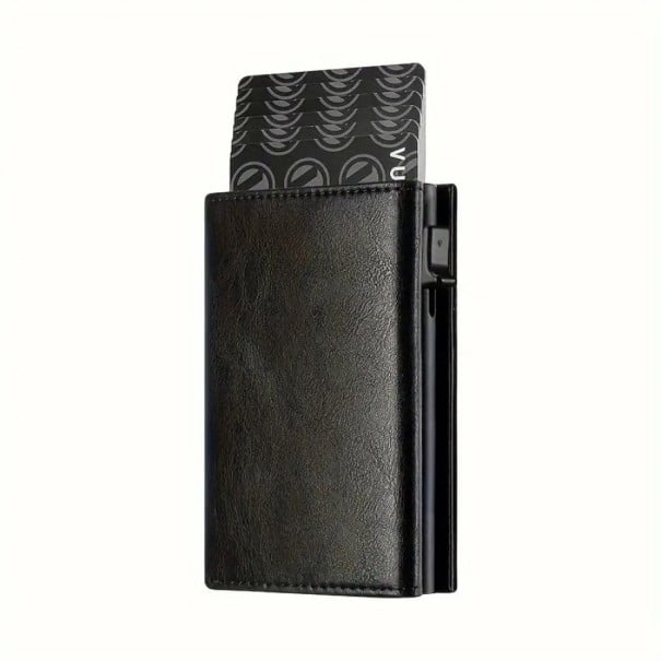 Cartera para Hombre 10,2 x 7 x 2,5 cm Diseño Plegable con Compartimento con Cremallera Compartimentos para Tarjetas Cuero Sintético Forro negro