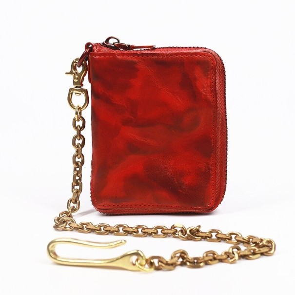 Cartera pequeña de piel para hombre con cadena 4