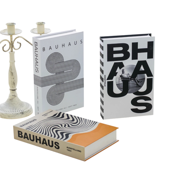 Cărți decorative false 3 buc Neapăsabile decorațiuni interioare design modern Bauhaus stil alb-negru 1