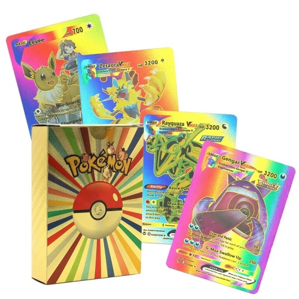 Cărți Pokemon VMax Pack Cărți Pokemon strălucitoare colorate Cărți comerciale Pokemon Set cărți de joc curcubeu 55 buc. 1