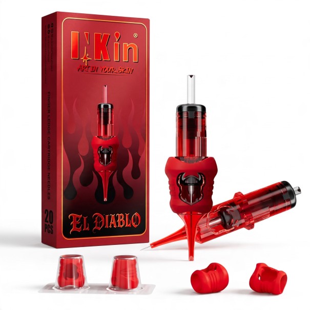 Cartouche d'aiguille de tatouage E1205RS 20 pcs Jetables stériles Round Shader S 8 poignées en silicone Membrane Rouge Pour l'ombrage des détails 1