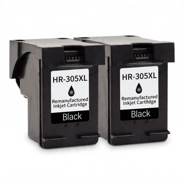 Cartușe de cerneală refăcute HP 305XL Set 2x Negru 18 ml Pentru 600 de pagini Cu cip Pentru HP DeskJet 2700 2720 4110 4120 și Envy 6020 1
