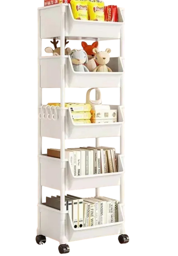 Carucior cu 5 rafturi organizator baie din plastic, suport de bucatarie 113 x 30 x 20 cm 1