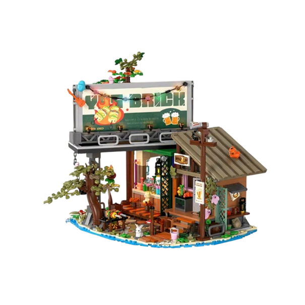 Casă în pădure 20 x 23 x 20 cm 1108 piese Cabana iluminată cu LED Micro blocuri de construcție Set pentru copii și adulți Casă creativă din natură 1