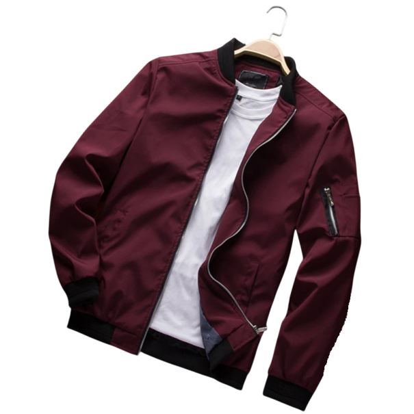 Casaco bomber masculino de primavera com punhos elásticos Casaco leve e estiloso de transição com fecho éclair Casaco moderno com bolsos para uso diário vermelho XL