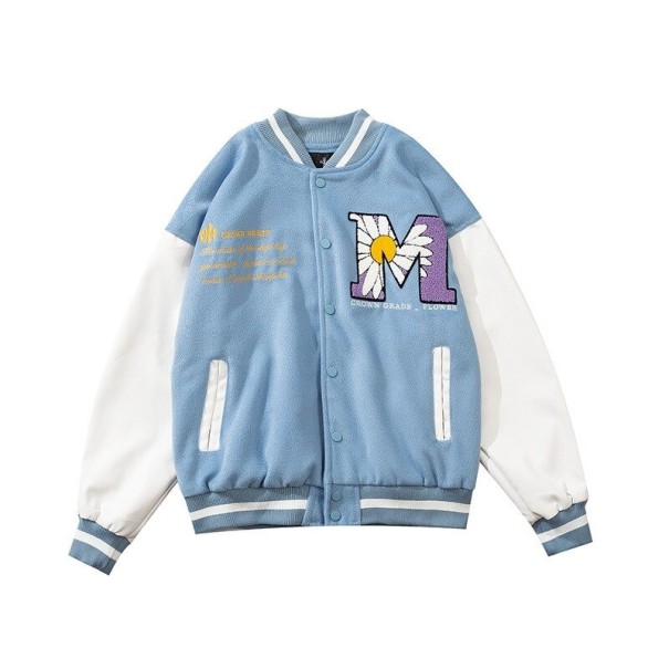 Casaco com flor F1063 azul XL