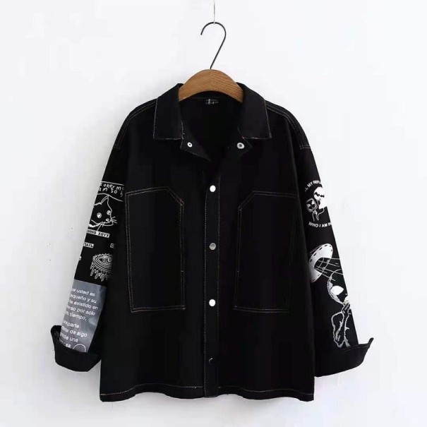 Casaco de ganga feminino P1575 preto