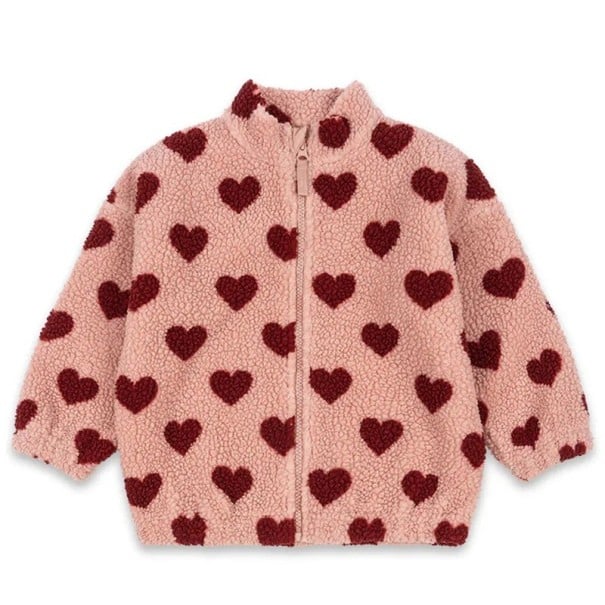Casaco de Inverno Infantil Rosa com Motivo de Corações Casaco de Algodão e Poliéster Com Fecho de Zíper e Gola Alta Casaco de Inverno 9