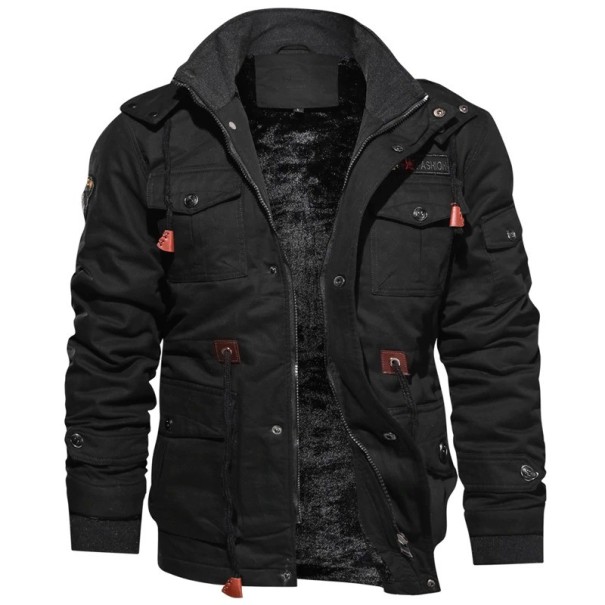 Casaco de inverno masculino acolchoado preto XL
