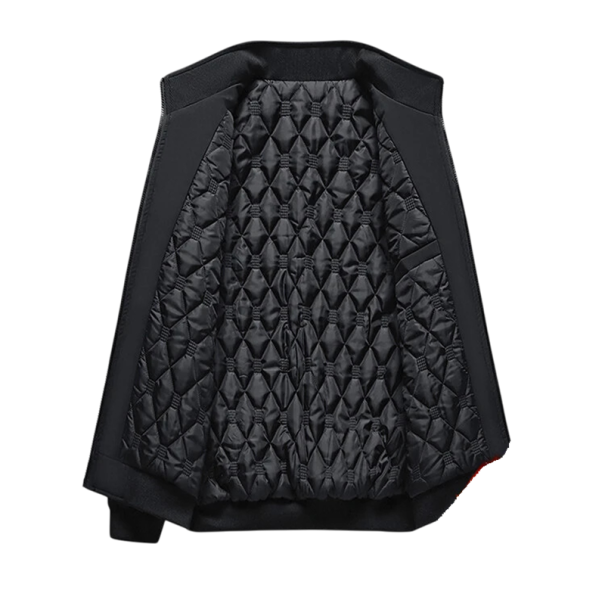 Casaco de inverno masculino com capuz Casaco acolchoado com fecho de correr e bolsos Casaco masculino acolchoado para tempo frio Casaco de inverno quente em poliéster preto XL