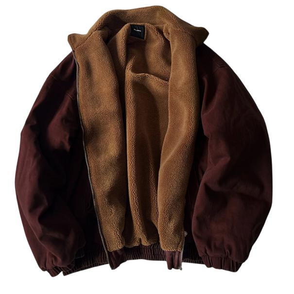 Casaco de Inverno Masculino Vintage Japonês em POLIESTER e Algodão com Gola Alta e Fecho de Zip, com Bolsos, Estilo Streetwear Coreano, Casaco Quente, Cores Variadas, Casaco Grosso vermelho XL