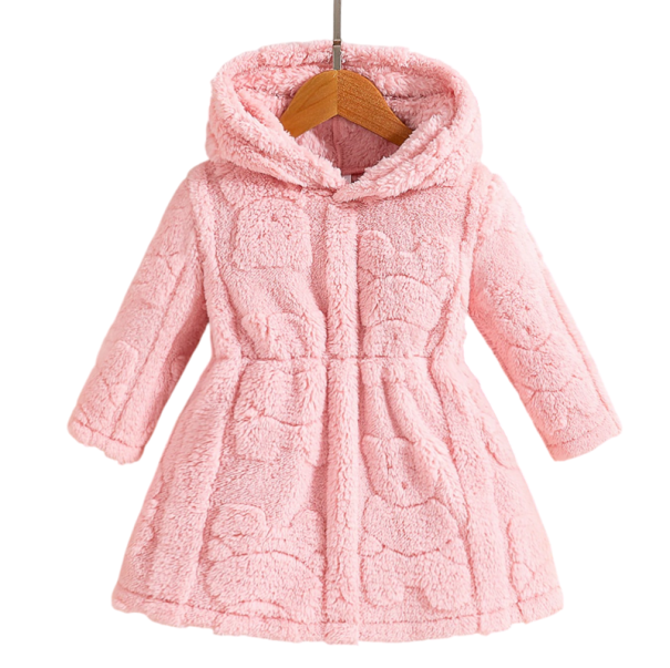 Casaco de Inverno para Meninas com Zíper e Capuz Pelagem de Peluche com Motivo de Ursinhos Casaco de Poliéster Quente para o Inverno Roupa Quente e Adorável para Crianças 5
