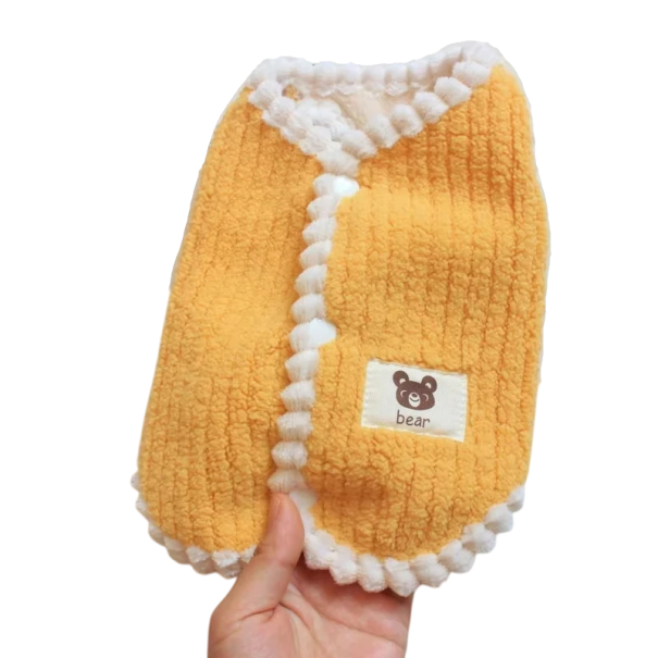 Casaco de Inverno Quente para Cães 2 - 2,5 kg Fleece Roupa Quente para Pequenos Cães e Cachorros Casaco de Cão Quente com Forro Proteção Contra o Frio Corte Confortável amarelo