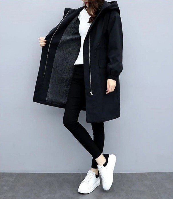 Casaco de outono feminino P1496 preto S