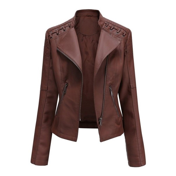 Casaco de pele feminino P1766 castanho L