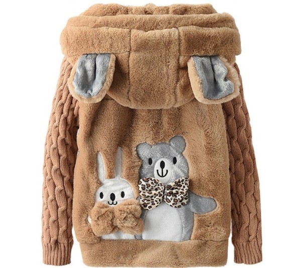 Casaco de peluche para menina J1270 castanho 10