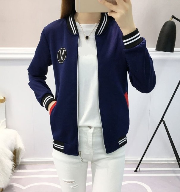 Casaco de primavera feminino P1822 azul escuro L