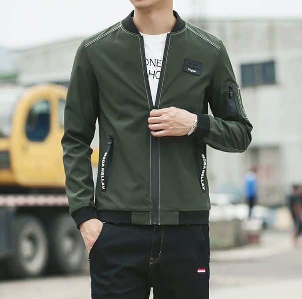 Casaco de primavera masculino elegante com colarinho J2740 verde XS