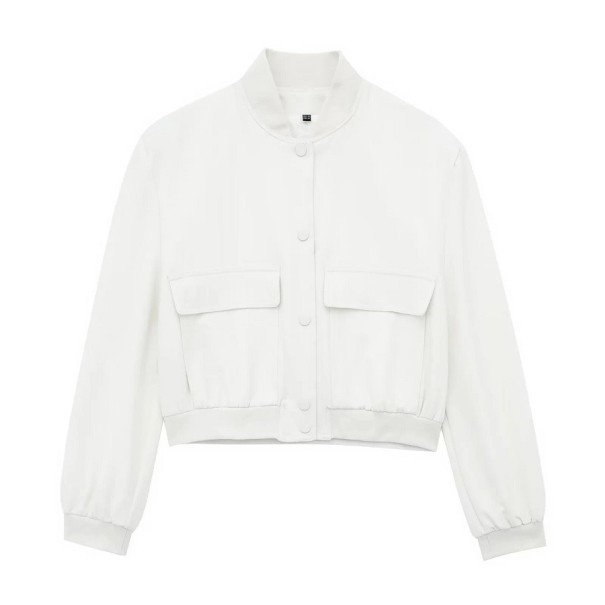 Casaco feminino com bolsos branco XS