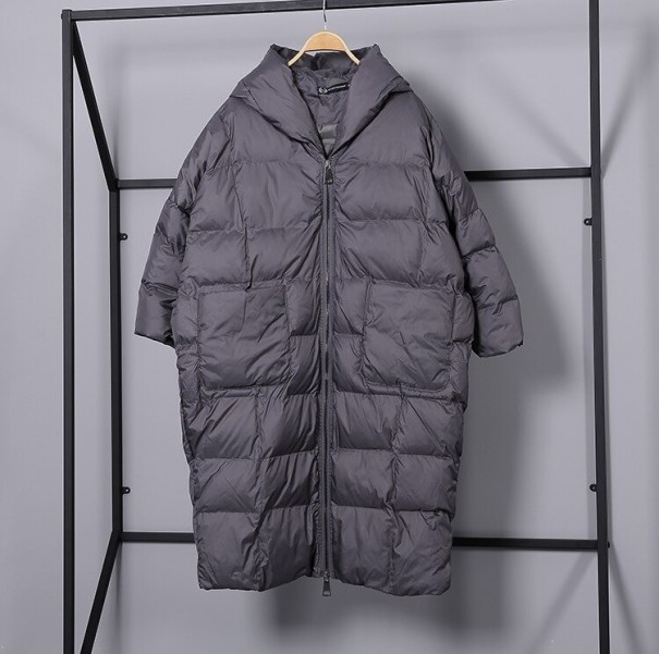 Casaco longo de inverno feminino cinzento