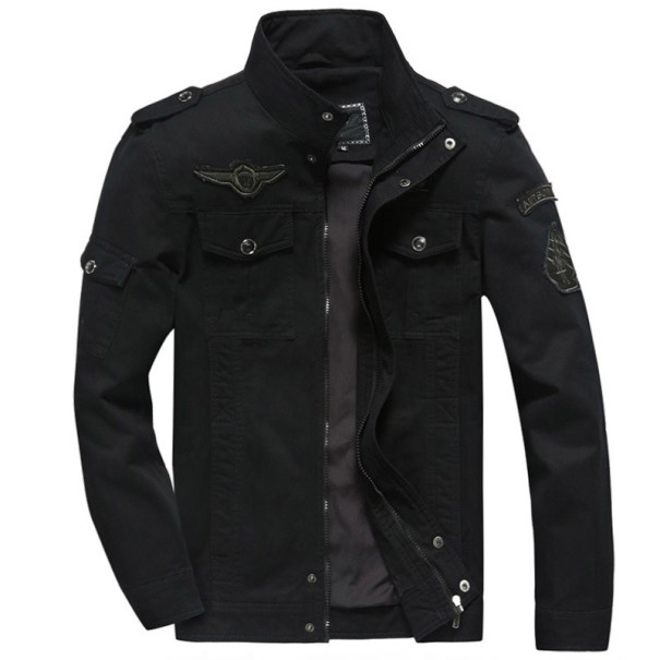 Casaco masculino de estilo militar J2046 preto S