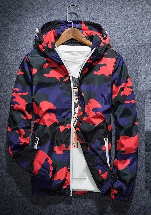 Casaco masculino de primavera/outono em camuflado J2597 vermelho S