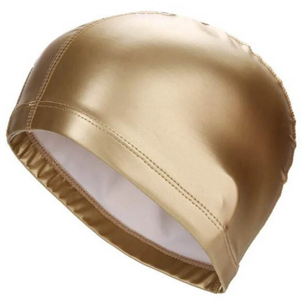Cască de înot din material PU, unisex, cască de înot rezistentă la apă, elastică pentru păr, pentru sporturi în piscină, baie aur
