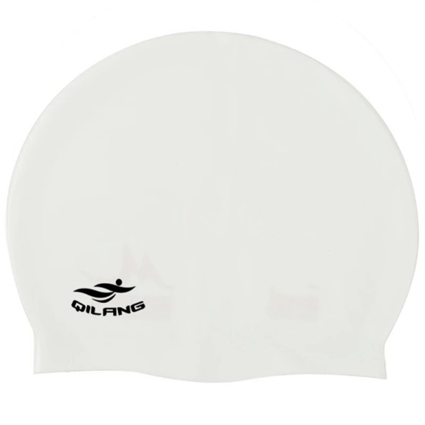 Cască de înot rezistentă la apă, elastică, pentru bărbați, femei, echipament de înot, șapcă din silicon pentru piscină, cu protecție pentru urechi, unisex alb