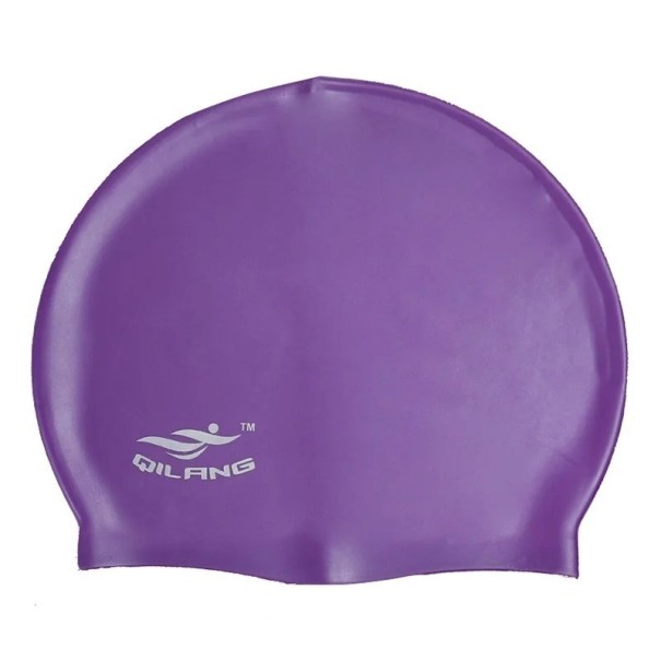 Cască de înot rezistentă la apă, elastică, pentru bărbați, femei, echipament de înot, șapcă din silicon pentru piscină, cu protecție pentru urechi, unisex violet