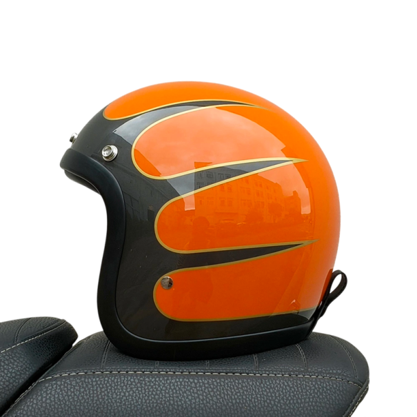 Cască de motocicletă retro din fibră de sticlă Cască ușoară în stil vintage Cască de protecție pentru motocicletă Cască portocale XL (59-60 cm)