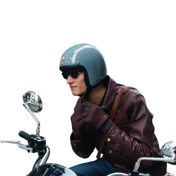 Casco de motocicleta retro ligero de fibra de vidrio, estilo vintage, abierto, para scooter, chopper, café racer, equipo seguro para motociclistas. azul XXL (61-62 cm)