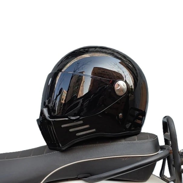 Casco integral de motocicleta con gafas Cerrado con visera oscura Carcasa de ABS resistente Para moto, scooter y chopper negro XXL