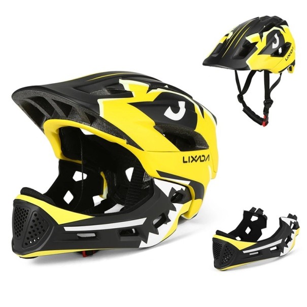 Casco integrale per bambini con visiera removibile Casco sportivo di sicurezza per ciclismo Skateboarding Pattinaggio a rotelle 52–56 cm PC+EPS giallo