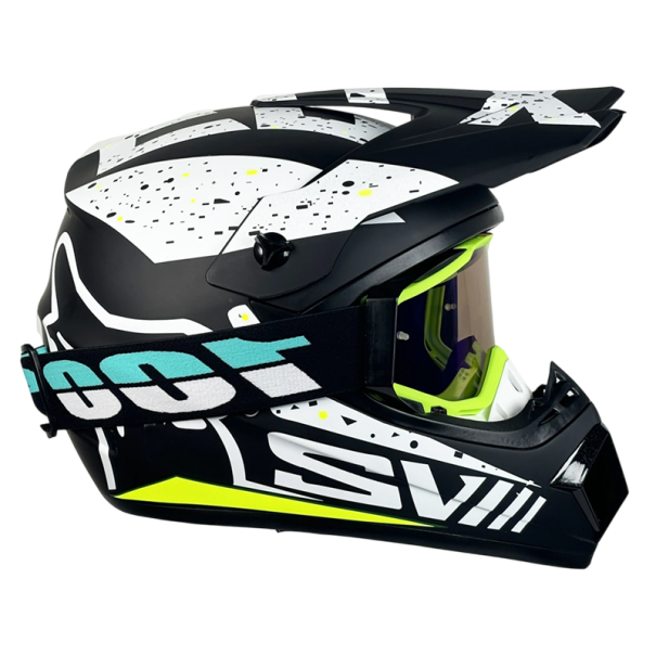 Casco modulare per moto con occhiali protettivi Materiale ABS resistente Ventilazione Imbottitura confortevole Casco moto nero L (59-60 cm)